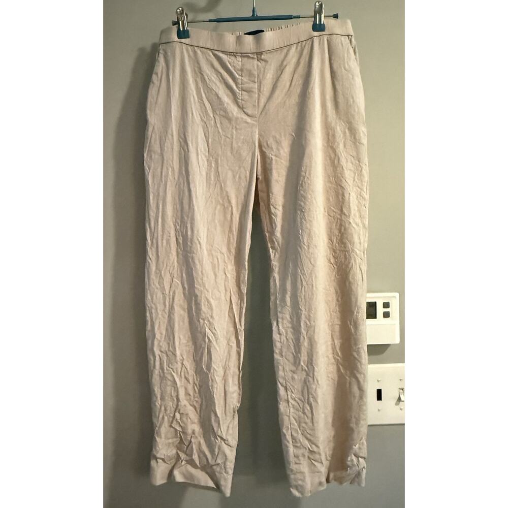 Theory Pants Treeca Pull On Pants Eco Sharkskin Linen Women’s 6 Classic